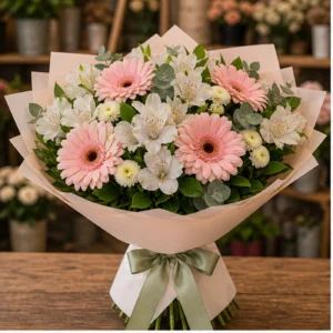 Buchet Online pastel cu gerbera si alstroemeria - poza 1