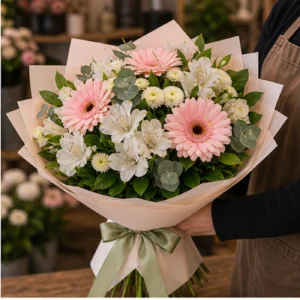 Buchet Online pastel cu gerbera si alstroemeria - poza 2