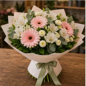 Buchet Online pastel cu gerbera si alstroemeria - poza 3