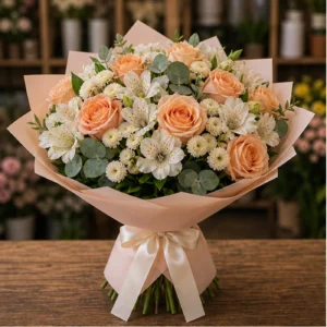 Buchet Online piersica cu trandafiri - poza 1