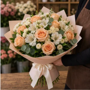 Buchet Online piersica cu trandafiri - poza 2