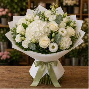 Buchet Online premium alb cu hortensie - poza 1