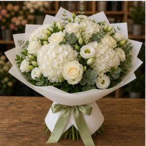 Buchet Online premium alb cu hortensie - poza 3