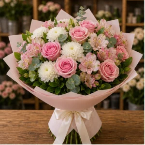 Buchet Online romantic cu trandafiri roz - poza 1
