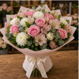 Buchet Online romantic cu trandafiri roz - poza 3