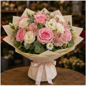Buchet Personalizat alb roz romantic - poza 3