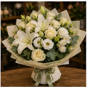 Buchet Personalizat elegant cu crini albi - poza 3