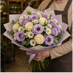 Buchet Personalizat lila cu lisianthus - poza 2