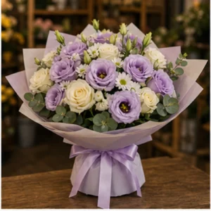 Buchet Personalizat lila cu lisianthus - poza 3