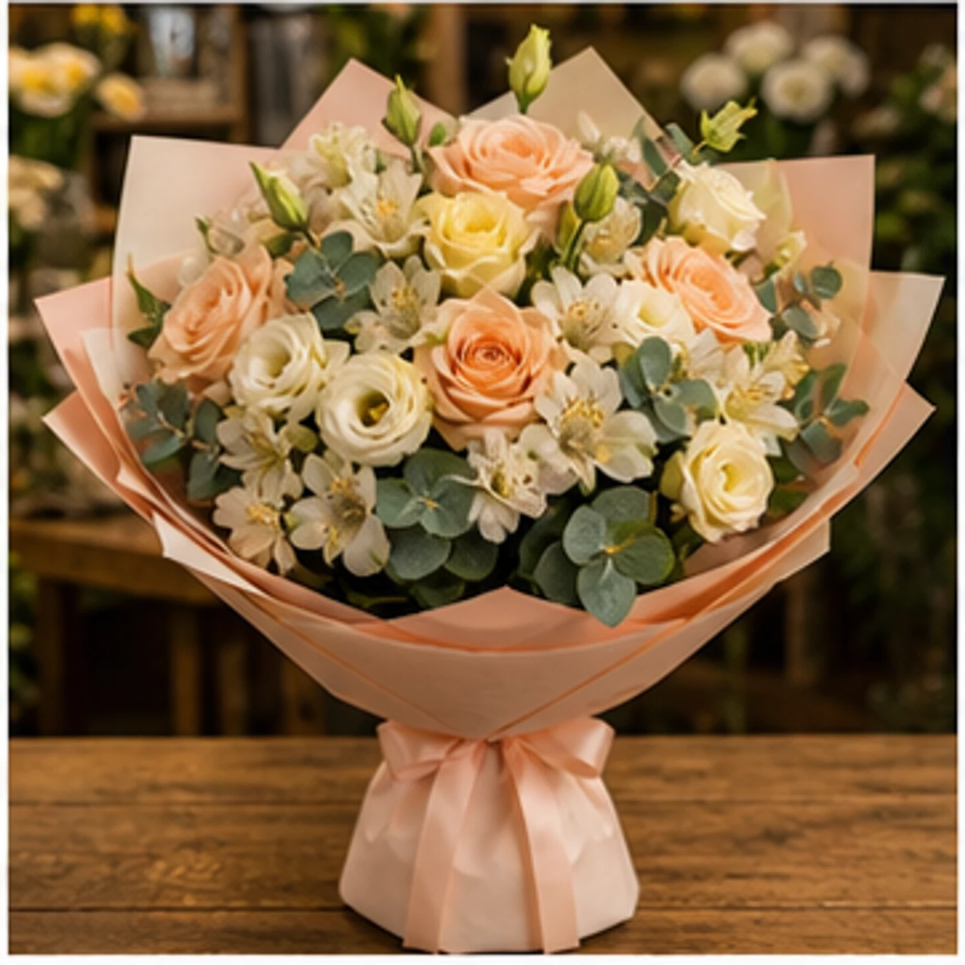 Buchet Personalizat piersica si crem - poza 1