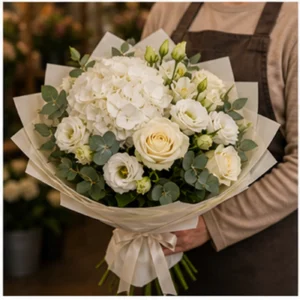 Buchet Personalizat premium cu hortensie alba - poza 2