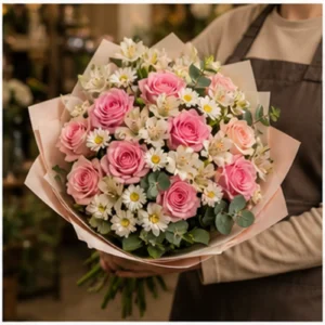 Buchet Personalizat roz delicat cu trandafiri - poza 2