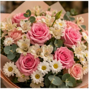 Buchet Personalizat roz delicat cu trandafiri - poza 4