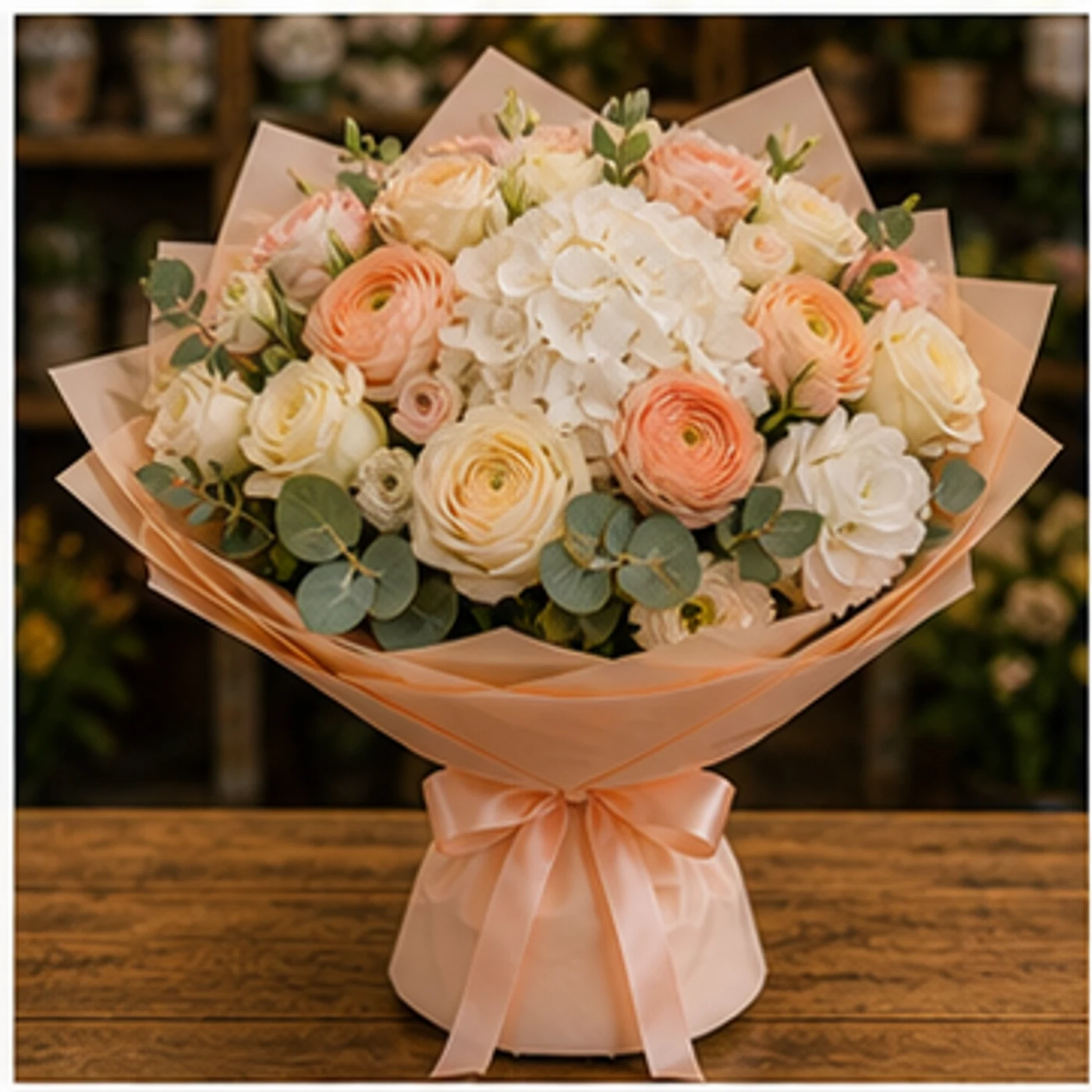 Buchet Ranunculus de lux piersica - poza 1