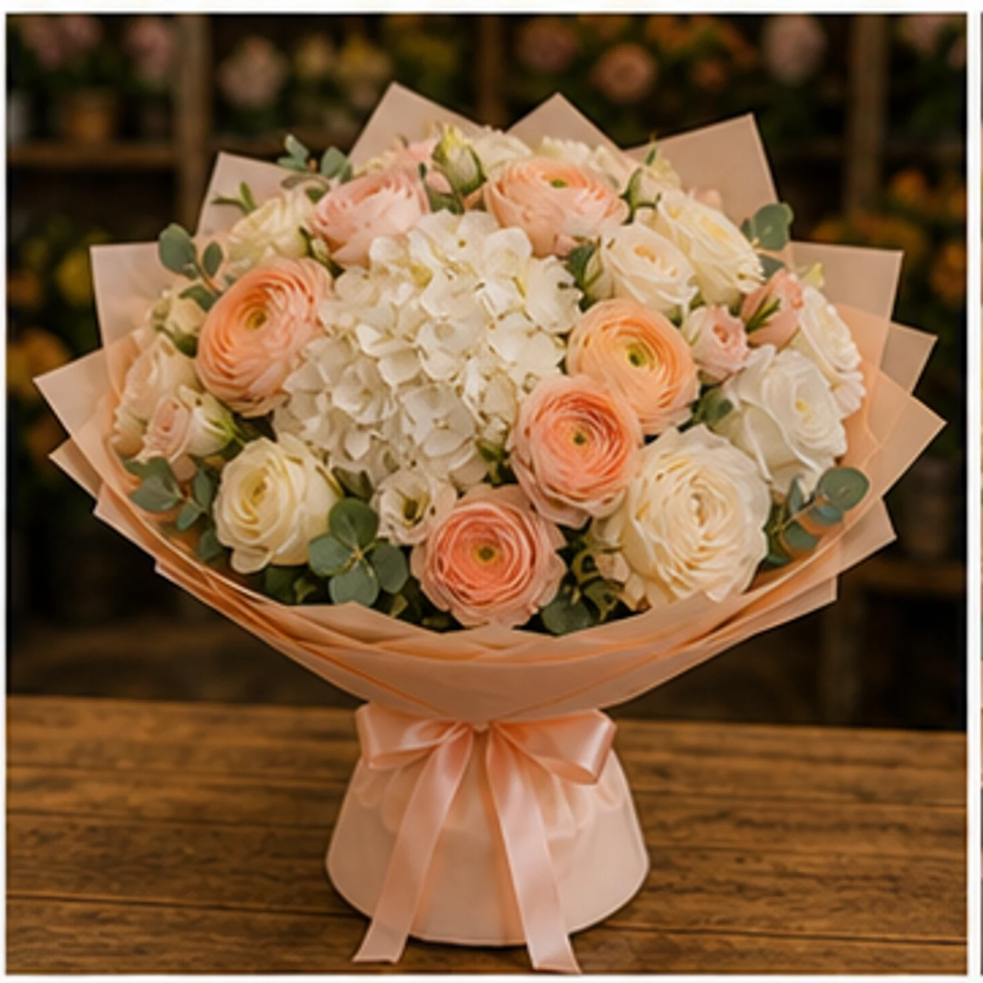 Buchet Ranunculus de lux piersica - poza 3