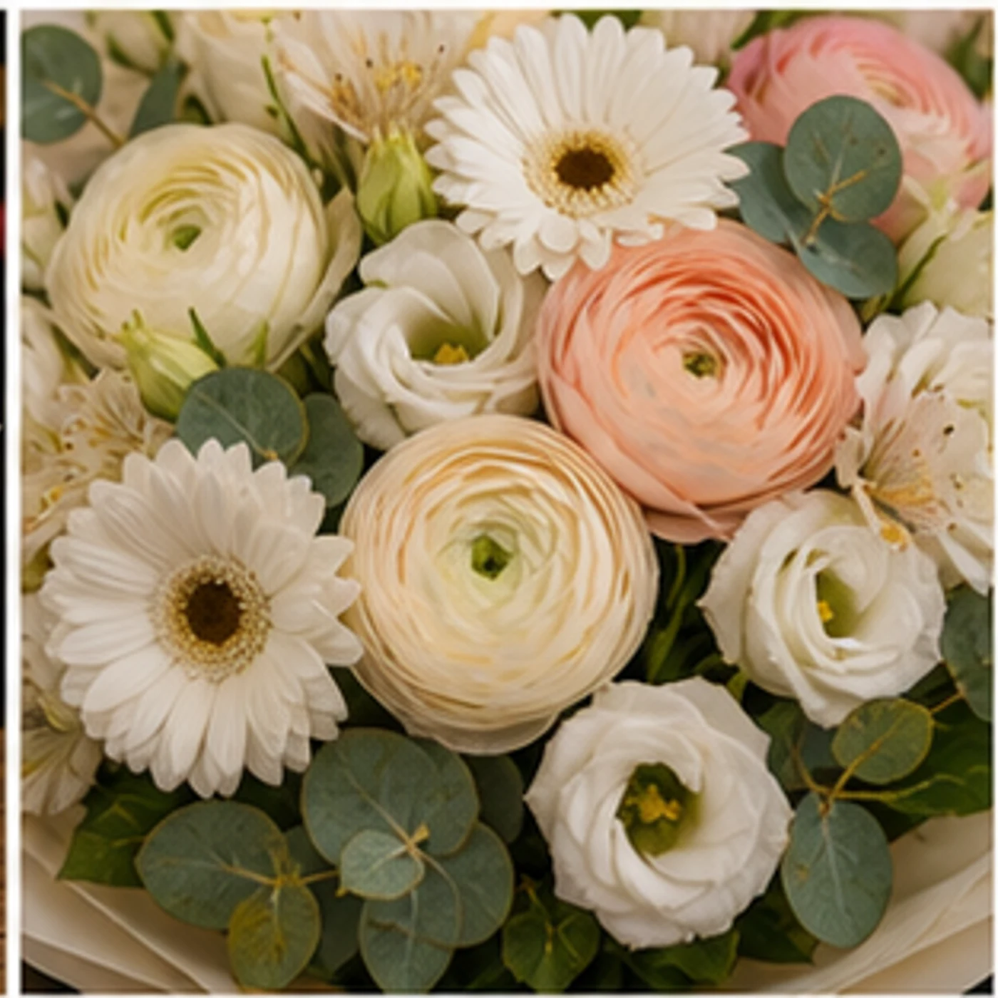 Buchet Ranunculus pastel cu gerbera alba - poza 4