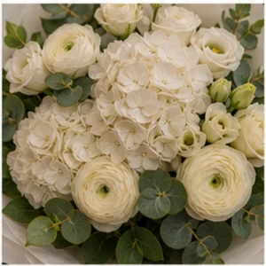 Buchet Ranunculus premium cu hortensie alba - poza 4