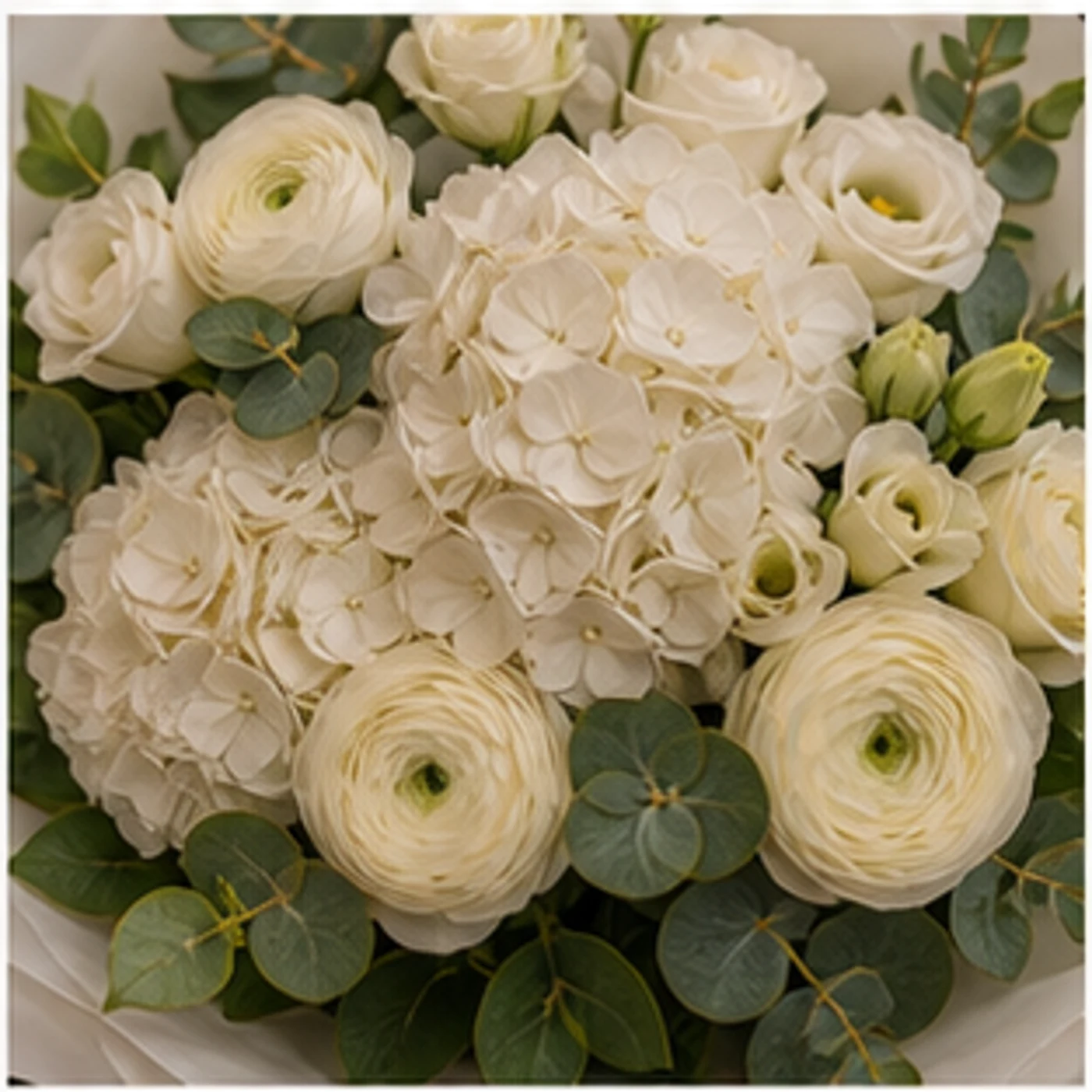 Buchet Ranunculus premium cu hortensie alba - poza 4
