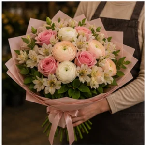 Buchet Ranunculus romantic pastel - poza 2