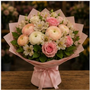 Buchet Ranunculus romantic pastel - poza 3