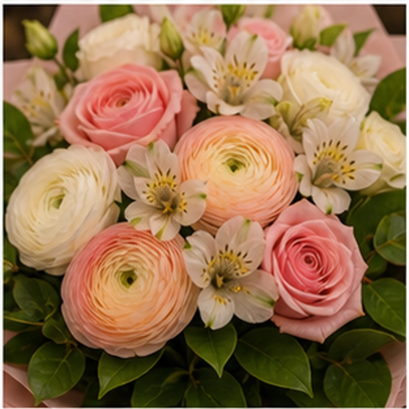 Buchet Ranunculus romantic pastel - poza 4