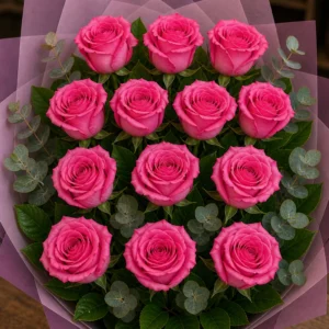 Buchet trandafiri roz 13 fire de impact - poza 4
