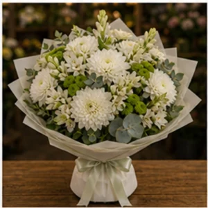 Buchet Tuberoze alb verde cu crizanteme - poza 3