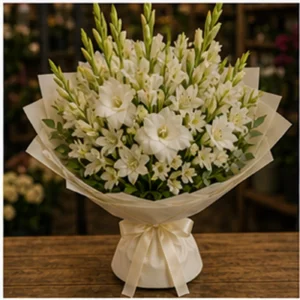 Buchet Tuberoze cu gladiole albe - poza 3