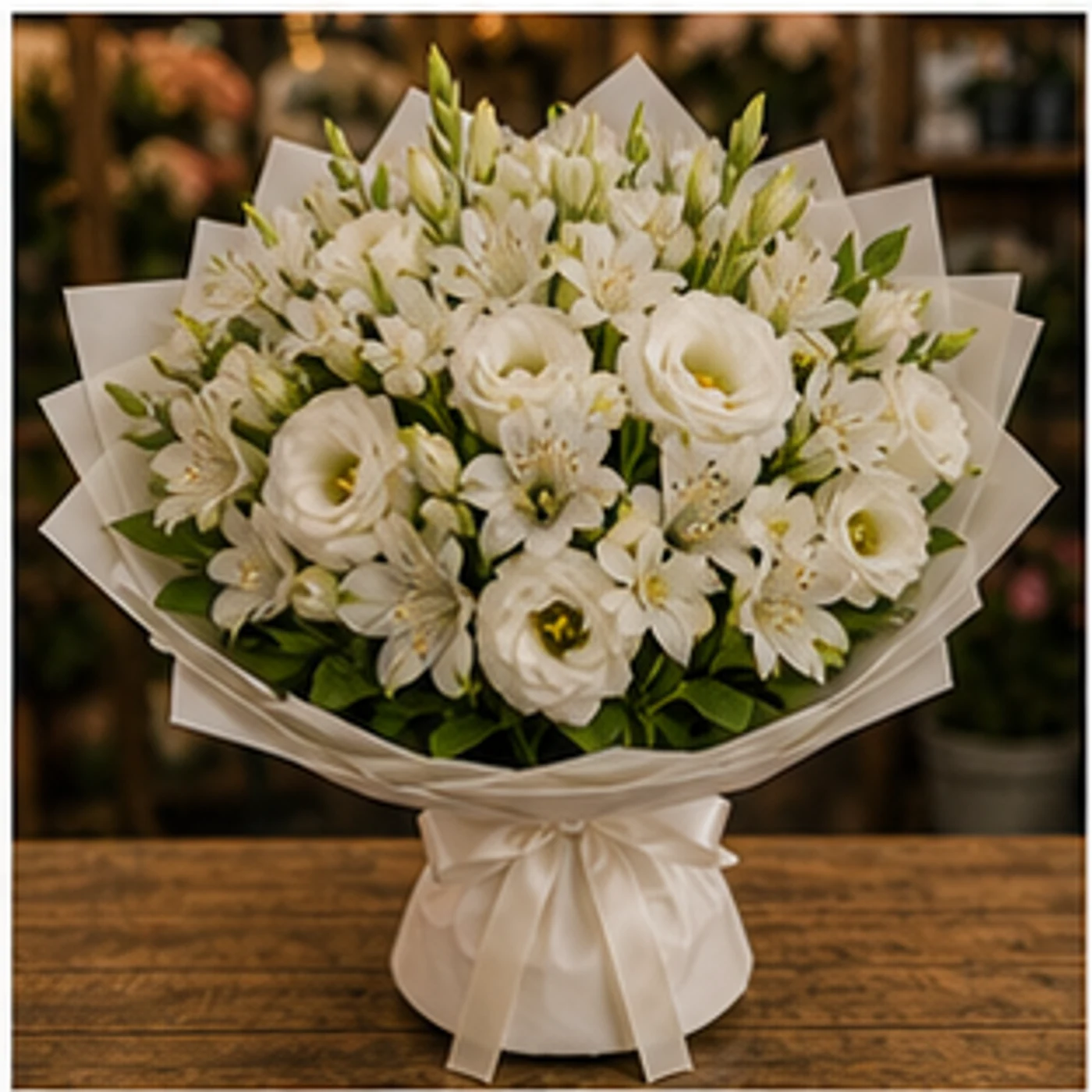 Buchet Tuberoze cu lisianthus alb - poza 1