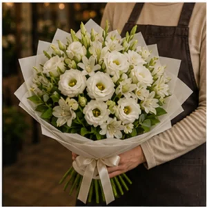 Buchet Tuberoze cu lisianthus alb - poza 2