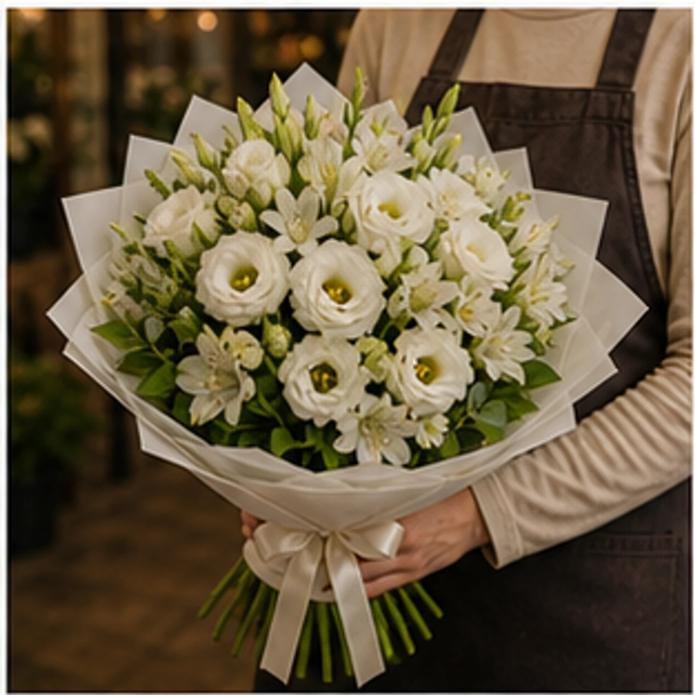 Buchet Tuberoze cu lisianthus alb - poza 2