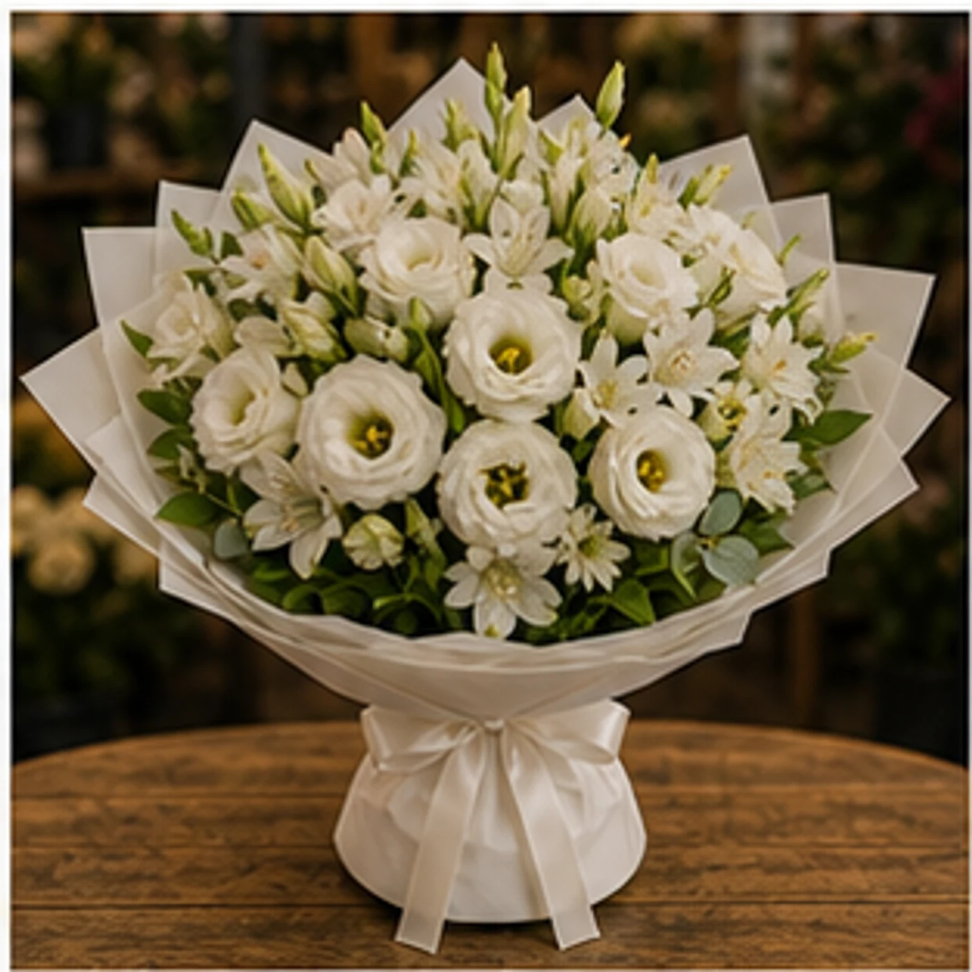 Buchet Tuberoze cu lisianthus alb - poza 3