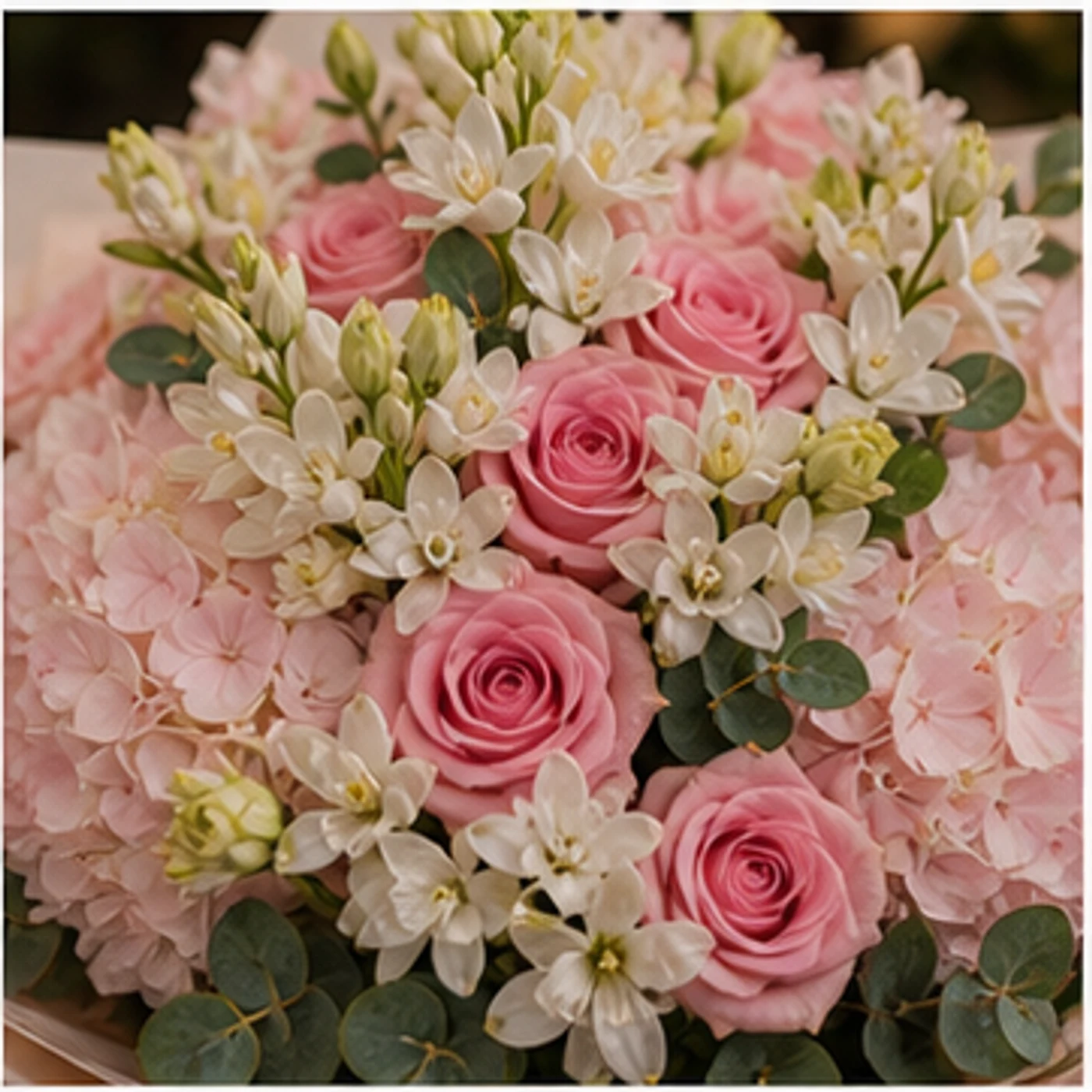 Buchet Tuberoze de lux alb roz - poza 4