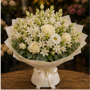 Buchet Tuberoze elegant alb crem - poza 3