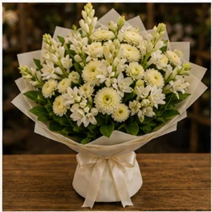 Buchet Tuberoze parfumate cu santini crem - poza 3