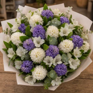 Buchet Zambile alb mov cu alstroemeria - poza 4