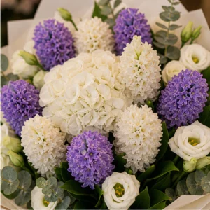Buchet Zambile de lux alb mov cu hortensie - poza 2