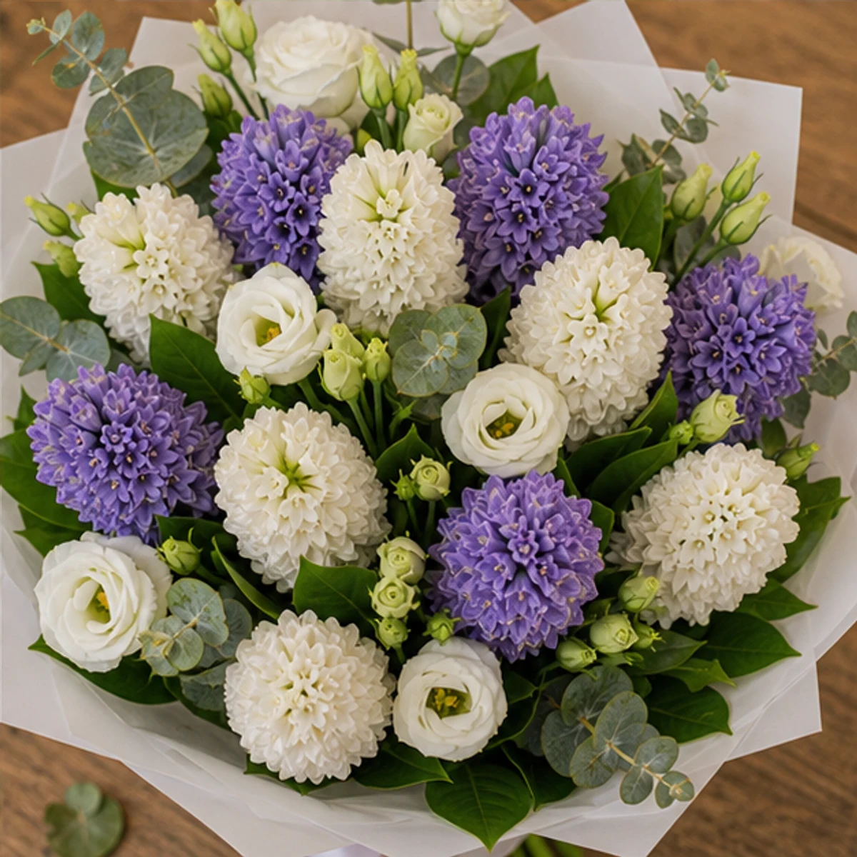 Buchet Zambile elegant mov alb - poza 4