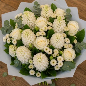 Buchet Zambile luminos cu trandafiri albi - poza 4