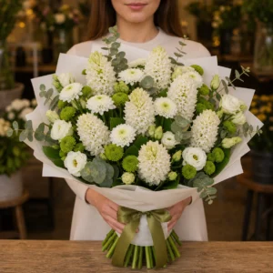 Buchet Zambile parfumat alb verde - poza 3