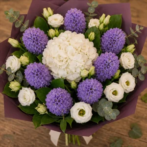 Buchet Zambile premium cu hortensie alba - poza 4
