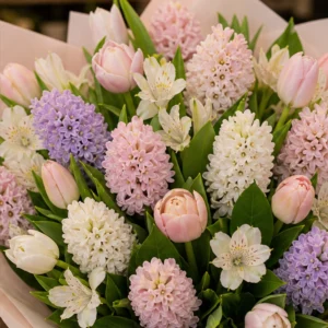 Buchet Zambile primavaratic cu lalele pastel - poza 2
