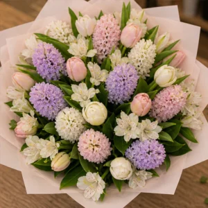 Buchet Zambile primavaratic cu lalele pastel - poza 4