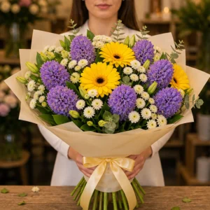 Buchet Zambile vesel cu gerbera galbena - poza 3