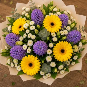 Buchet Zambile vesel cu gerbera galbena - poza 4