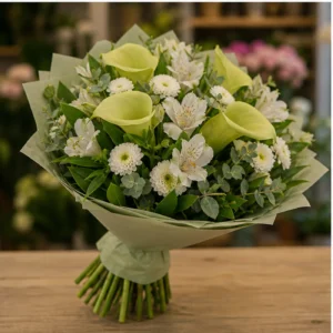 Buchete Cale verzi cu alstroemeria alba - poza 3