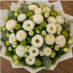 Cadou aniversar cu flori alb verde cu lisianthus - poza 4