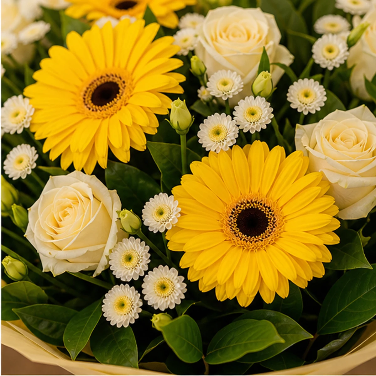 Cadou aniversar cu flori galben luminos cu gerbera - poza 2