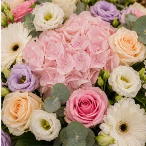 Cadou aniversar cu flori lux multicolor cu hortensie - poza 2