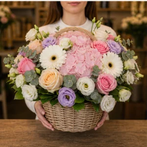 Cadou aniversar cu flori lux multicolor cu hortensie - poza 3